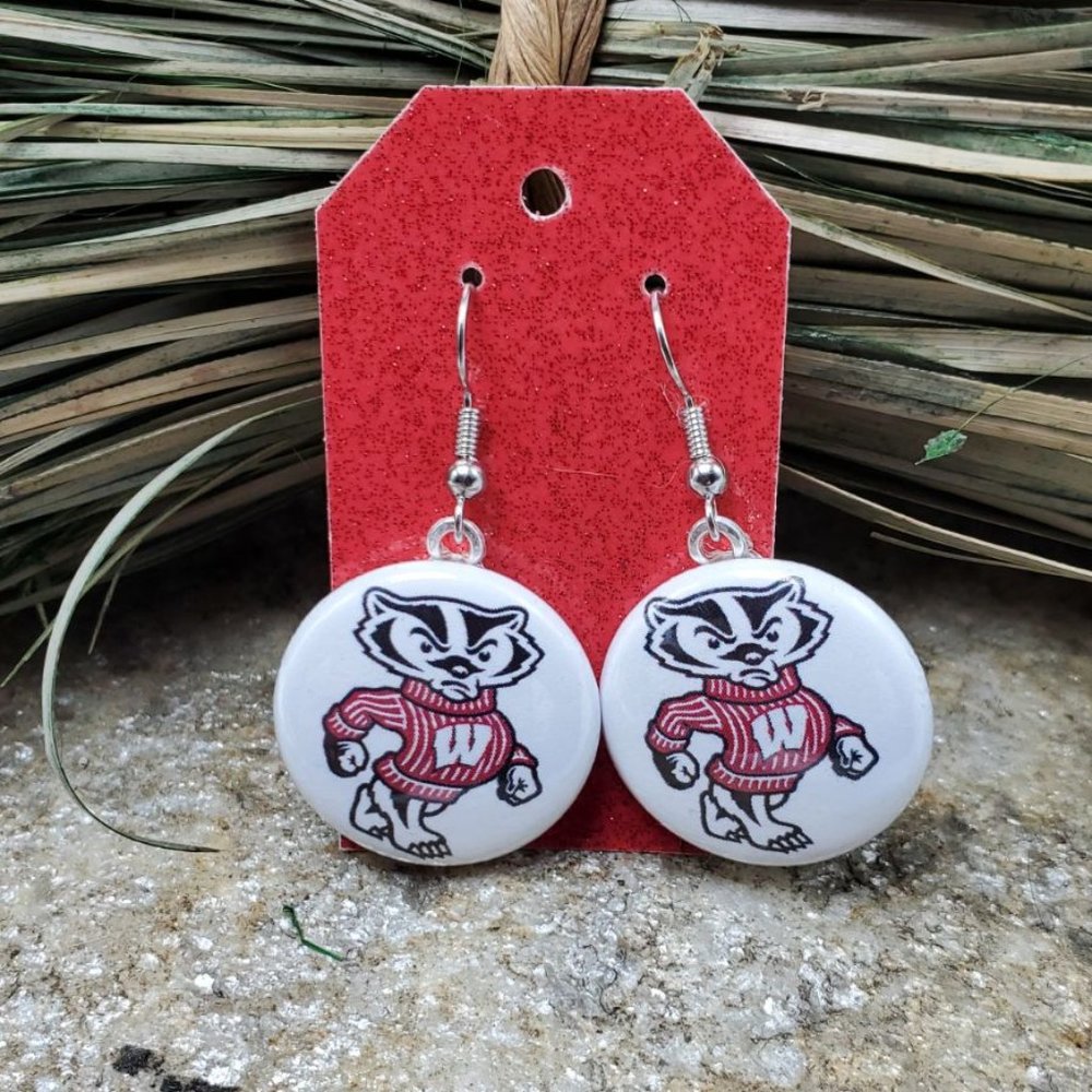 Wisconsin Badgers Earrings NCAA Jewelry Bucky